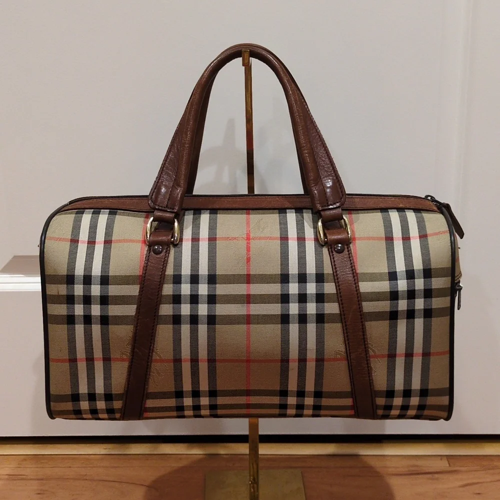 Burberry Burberrys GUC Classic Nova Check Boston Bag Purse Satchel With COA - Picture 3 of 12